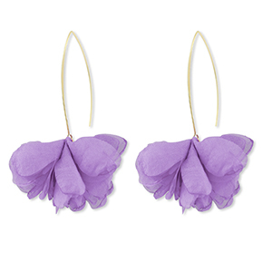 Orecchini alla moda chiffon fiore lavanda-oro