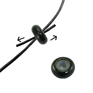 Chiusura con perline scorrevoli smalto 10x4mm nero