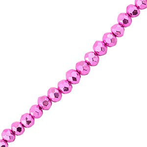 Perline sfaccettate 4x3mm rondella fucsia rosa metallico