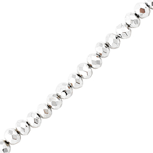 Perline sfaccettate 4x3mm rondella argento metallico