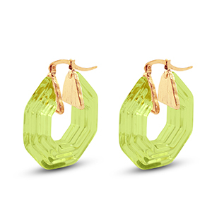 Orecchini alla moda in resina esagono oro-trasparente verde