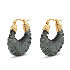 Orecchini alla moda in resina ovale oro-trasparente nero