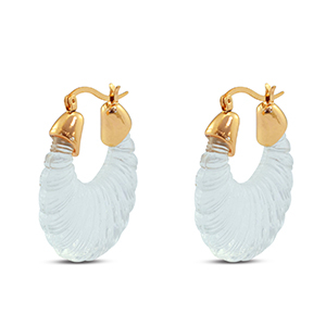Orecchini alla moda in resina ovale oro-trasparente