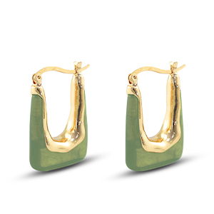 Orecchini alla moda in resina rettangolo oro-verde