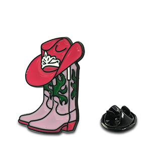 Pins stivale da cowboy con cappello rosa lilla-magenta-verde