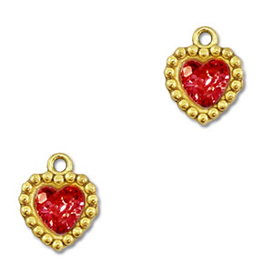 Ciondoli in acciaio inossidabile zircone cuore oro-rosso