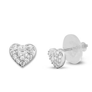 Metallo TQ in ottone orecchini zirconia cuore argento