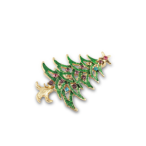 Broches albero di Natale oro-verde-multicolore