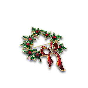 Broches ghirlanda di Natale oro-rosso-verde