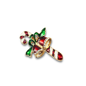 Broches bastoncini di zucchero con campanelle di Natale oro-rosso-verde-bianco
