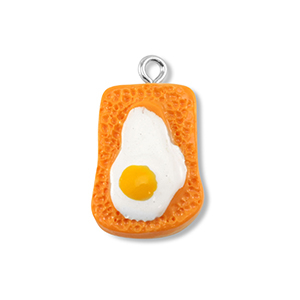 Pendenti in resina toast con uovo arancione-bianco-giallo