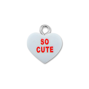 Pendenti in resina cuore "SO CUTE" blu chiaro-rosso