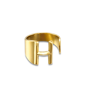 Anelli in acciaio inossidabile lettera H oro