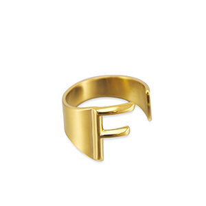 Anelli in acciaio inossidabile lettera F oro