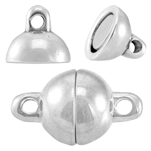 Chiusura magnetica di metallo DQ 8 mm tonda argento antico (privo di nichel)