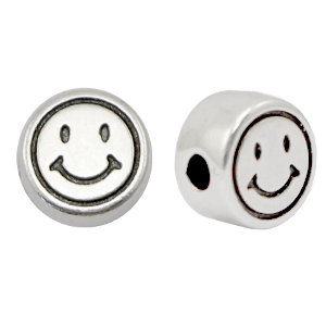 Perline di metallo DQ smiley 7mm argento antico (privo di nichel)
