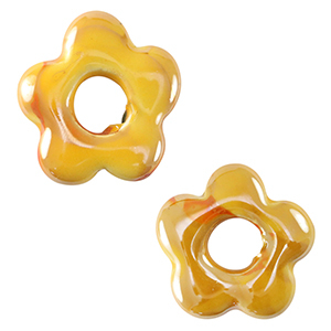Perline di ceramica greca DQ fiore giallo caldo