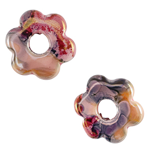 Perline di ceramica greca DQ fiore rosa-nero