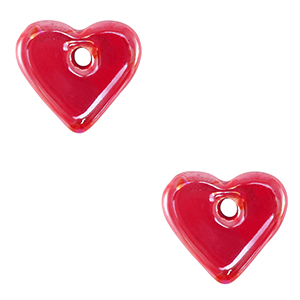 Perline di ceramica greca DQ cuore rosso fuoco