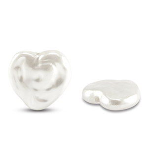 Perle d&rsquo;imitazione effetto acqua dolce a cuore bianche