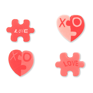 Perline di polimero puzzle/cuori rosa corallo