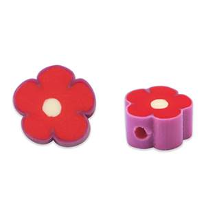 Perline di polimero fiore rosso-malva viola