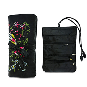 Portagioie da viaggio con fiori nero