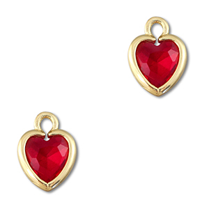Pendenti di vetro Crystal Glass cuore rosso-oro