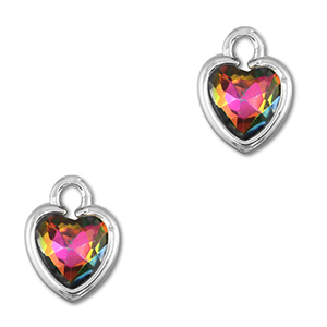 Pendenti di vetro Crystal Glass cuore rivestimento AB-argento