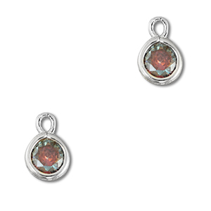 Pendenti di vetro Crystal Glass tonda multicolore-argento