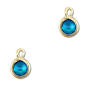 Pendenti di vetro Crystal Glass tonda blu-oro