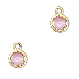 Pendenti di vetro Crystal Glass tonda rosa chiaro-oro