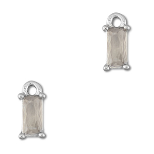 Pendenti di vetro Crystal Glass rettangolo grigio chiaro-argento