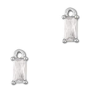 Pendenti di vetro Crystal Glass rettangolo trasparente-argento