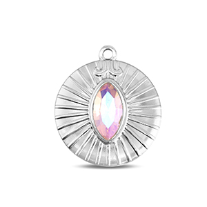 BY31&reg; Ciondoli in acciaio inossidabile rotondi argento-rosa chiaro