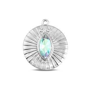 BY31&reg; Ciondoli in acciaio inossidabile rotondi argento-acqua