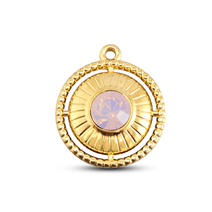 BY31&reg; Ciondoli in acciaio inossidabile rotondi con anello oro-rosa opale delicata
