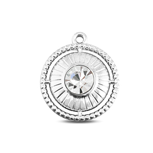 BY31&reg; Ciondoli in acciaio inossidabile rotondi con anello argento-cristallo