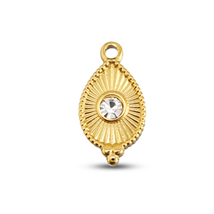 BY31&reg; Ciondoli in acciaio inossidabile goccia oro-cristallo