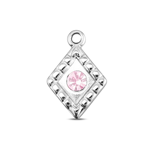 BY31&reg; Ciondoli in acciaio inossidabile rombo argento-rosa opale delicata