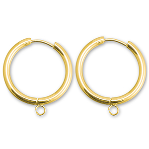 Orecchini in acciaio inossidabile a cerchio con anellino 21mm oro