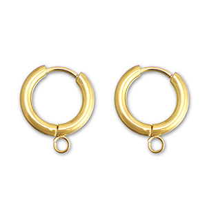 Orecchini in acciaio inossidabile a cerchio con anellino 13mm oro