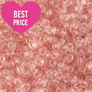 Perline di vetro rocailles 12/0 (2mm) rosa pesca chiaro transparente
