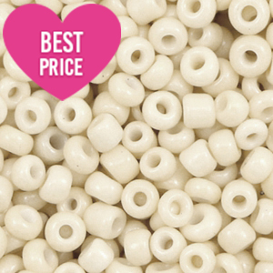 Perline di vetro rocailles 8/0 (3 mm) bianco crema