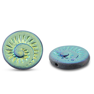 Perline Rep. Ceca fossil shell 18mm blu misto-rivestimento AB