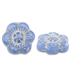 Perline Rep. Ceca boho flower 14mm blu-argento