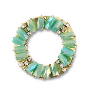 Orecchini sfaccettati tonda turchese AB-verde oceano AB-oro