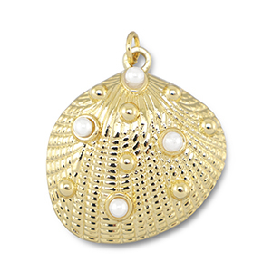 Metallo TQ in ottone ciondolo conchiglia con perline oro-bianco
