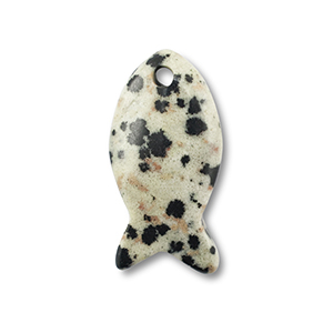 Perline in pietra naturale diaspro dalmata pesce greige-nero