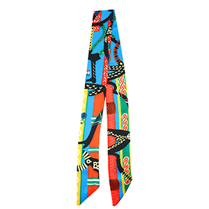 Bandana foulard con stampa vivace multicolore-rosso-blu
